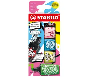 STABILO® BOSS MINI by Snooze One - Zakreślacze i markery - zestaw 5 elementów - różowy, niebieski, żółty, zielony i czarny