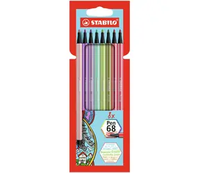 STABILO® Pen 68 - Marker z wysokiej jakości włókna - zestaw 8 elementów - 8 różnych kolorów