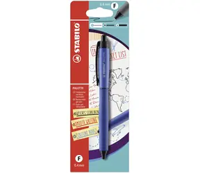 STABILO® PALETTE - Pióro kulkowe z mechanizmem naciskowym - niebieskie - końcówka F (0,4 mm) - niebieski tusz