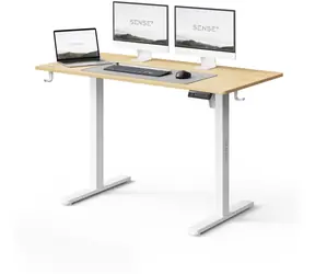 SENSE7 NOJO LIGHT Stół roboczy sosna biała / wysokość regulowana elektrycznie / 120 x 60 cm / nośność 70 kg