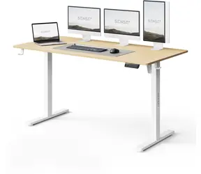 SENSE7 NOJO LIGHT Stół roboczy sosna biała / wysokość regulowana elektrycznie / 140 x 70 cm / nośność 70 kg