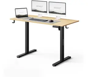 SENSE7 NOJO LIGHT Stół roboczy sosna czarna / wysokość regulowana elektrycznie / 120 x 60 cm / nośność 70 kg