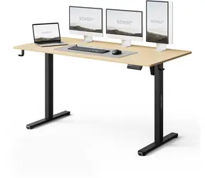 SENSE7 NOJO LIGHT Stół roboczy sosna czarna / wysokość regulowana elektrycznie / 140 x 70 cm / nośność 70 kg