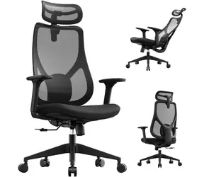 SENSE7 Moyo czarny / Fotel ergonomiczny biurowy / nośność 150 kg