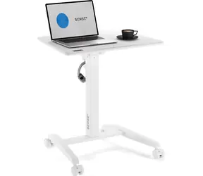SENSE7 Mobilne biurko regulowane na kółkach białe / 70 x 52 cm / nośność 8 kg