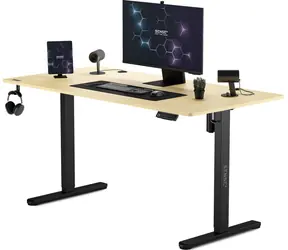 SENSE7 Nojo Biurko robocze sosna czarna / wysokość regulowana elektrycznie / 140 x 70 cm / nośność 80 kg