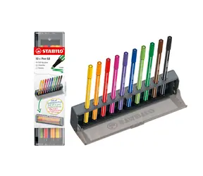 Zestaw długopisów STABILO 68 Click (0,1 mm) 10 kolorów - stojak na biurko