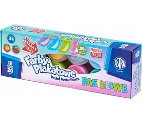 Farby temperowe ASTRA 12x20ml pastelowe (metaliczne) / od 3 lat