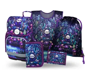 Zestaw BAAGL SET 5 Ergo Jungle Panda: teczka, piórnik, torba, fartuch, portfel
