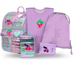 ZESTAW BAAGL 5 Zippy Lavender: teczka, piórnik, torba, fartuch, portfel