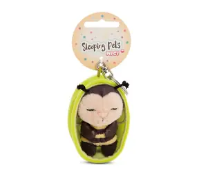 Nici GREEN brelok śpiąca pszczółka + zielony koszyk 12 cm