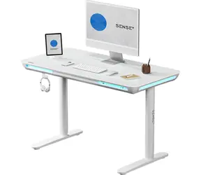Uszkodzone opakowanie - SENSE7 NOMO Biurko białe / wysokość regulowana elektrycznie / 120 x 60 cm / nośność 50 kg / LED