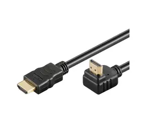 Kabel PremiumCord HDMI High Speed + Ethernet, pozłacane złącze zagięte 90° 1m