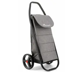 Rolser Com Tweed Polar 8 Czarna torba tubowa na kółkach, szara