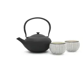 Bredemeijer Shanxi Czajniczek + 2 filiżanki / 1 l / czajniczek żeliwny / filiżanki porcelanowe