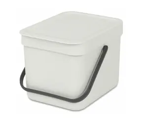 Kosz na śmieci Brabantia Sort & Go 6 l jasnoszary / z uchwytem / plastik / 20 x 18,1 x 24,5 cm