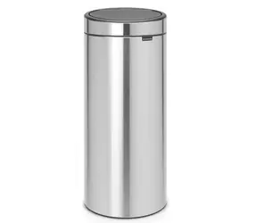 Kosz na śmieci Brabantia Touch Nowy kosz na śmieci 30 L matowy srebrny / 29,5 x 72 x 32 cm 