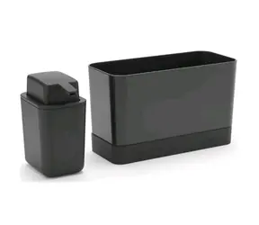 Brabantia Organizer do zlewu z dozownikiem ciemnoszary / plastik / 8,5 x 19 x 13,5 cm