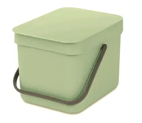 Kosz na śmieci Brabantia Sort & Go 6L jadeitowo-zielony / z uchwytem / plastik / 18,8 x 17,4 x 13,9 cm