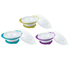 NUK Easy Learning Miska dziecięca z 2 pokrywkami i przyssawką niebieska 1 szt. / bez BPA 