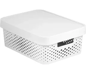 Pudełko do przechowywania Curver Infinity z pokrywką - perforowane, 11 l, białe / 36 x 27 x 14 cm