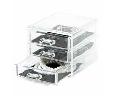 Compactor Mały organizer na biżuterię - 3 szuflady z przezroczystego plastiku