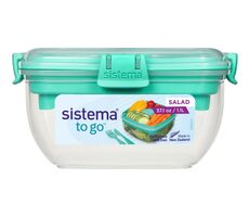 Sistema TO GO Pudełko z salaterką z osobnymi przegródkami na sztućce 1,1 l miętowe