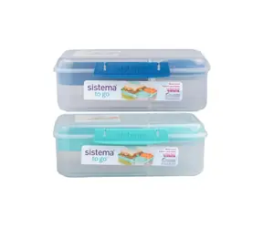 Sistema TO GO Pudełko trzykomorowe z pojemnikiem na jogurt i 2 tackami 1,65 l mix kolorów