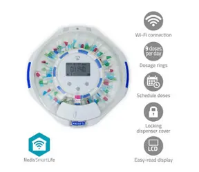 Nedis Smart Pill Dispenser / Wi-Fi / 28 przegródek / SmartLife / Głos / Wyświetlacz LCD 