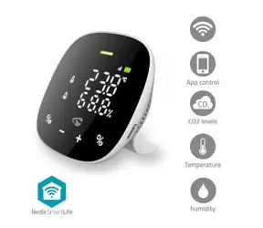 Monitor jakości powietrza Nedis / Wi-Fi / Wyświetlacz w zestawie / SmartLife / Android i iOS 