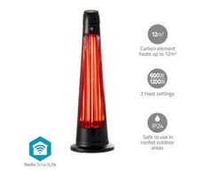 Nedis HTPA21BKW czarny / Ogrzewacz tarasowy / 1200 W / Wi-Fi / SmartLife / IP24 / Zabezpieczenie przed przewróceniem 
