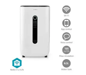 Osuszacz powietrza Nedis SmartLife / Wi-Fi / 20 l-dzień / Osuszanie / Ciągły / Suszenie prania / Wentylacja / Android i iOS 