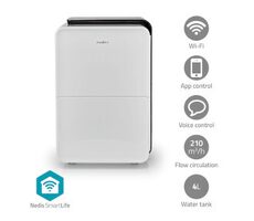 Osuszacz powietrza Nedis SmartLife / Wi-Fi / 30 l-dzień / Osuszanie / Ciągły / Suszenie prania / Wentylacja / Android i iOS 