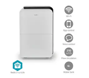Osuszacz powietrza Nedis SmartLife / Wi-Fi / 30 l-dzień / Osuszanie / Ciągły / Suszenie prania / Wentylacja / Android i iOS 