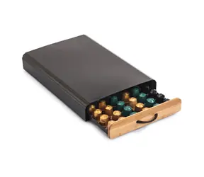 Dozownik kapsułek MSV ELIE Nespresso czarny / stal / bambus / 26,5 x 39 x 6 cm