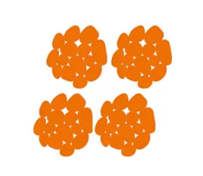 MSV GALETS zestaw 4 antypoślizgowych podkładek w kształcie kamyków pomarańczowy / PVC / 12 x 13 cm