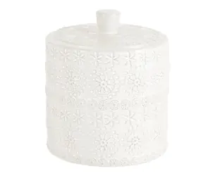 Pudełko na płatki do demakijażu Spirella RELIEF białe / porcelanowe
