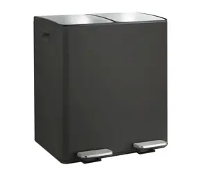 Spirella ALIYA kosz pedałowy na odpady segregowane 2 x 20 l matowy czarny / stal