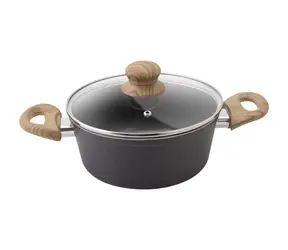 Naczynie żaroodporne Lamart Natur z pokrywką 2,2 l, czarne / 20 x 9 cm / aluminiowe