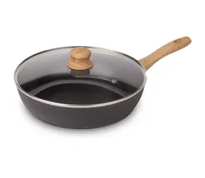 Patelnia Lamart Natur z pokrywką 28 cm czarna / aluminiowa