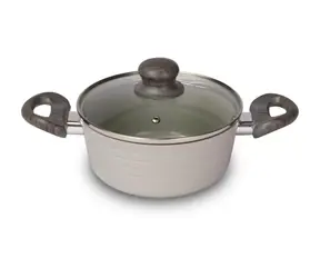 Naczynie żaroodporne Lamart Stripe z pokrywką 1,6 l szare / 18 x 8,5 cm / aluminium