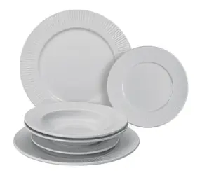 Zestaw talerzy obiadowych Lamart Fancy, okrągłych, 6 szt., biały / porcelanowy