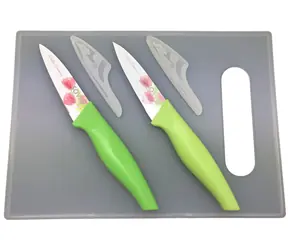 SOVIO SVN02PST Zestaw 2 noży (9 cm) + deska do krojenia tulipan