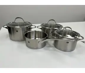 Zwilling Essence Zestaw naczyń ze stali nierdzewnej 4 szt. / 3x garnek z pokrywką / 1x rondel