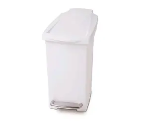 Kosz na śmieci Simplehuman z pedałem - 10 l / wąski / biały plastik