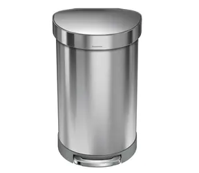 Kosz na śmieci z pedałem Simplehuman - 45 l / półokrągły / stal matowa / FPP / rama worka
