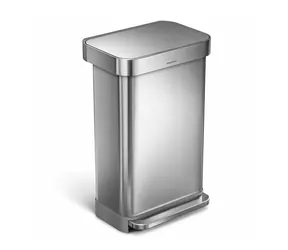 Kosz na pedały Simplehuman - 45 l / stal szczotkowana / FPP / kieszeń na torbę