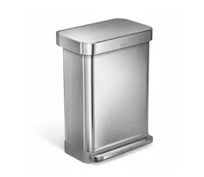 Kosz na pedały Simplehuman - 55 l / stal matowa / FPP / kieszeń na torbę