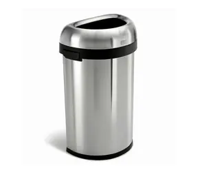 Kosz na śmieci Simplehuman do użytku komercyjnego 60 l / półokrągły / otwarty / stal szczotkowana