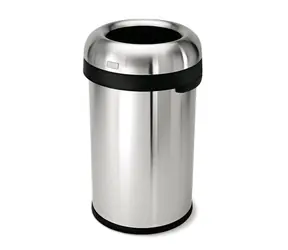 Kosz na śmieci Simplehuman do obiektów komercyjnych - 80 l / okrągły / otwarty / stal nierdzewna matowa